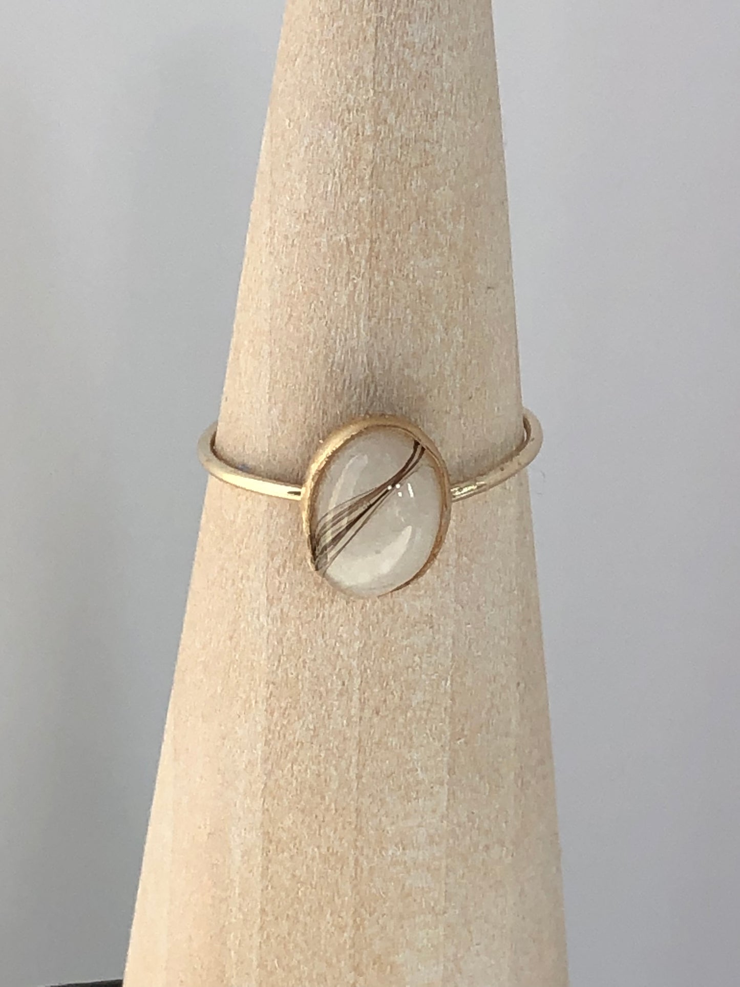 Gold-Plated Simple Oval Keepsake Ring